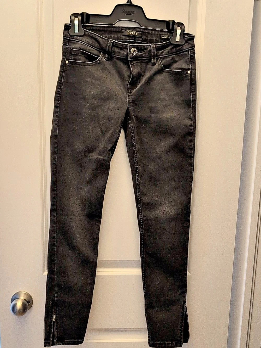 GUESS Maria Ankle Zip Skinny Jeans Black Size 3